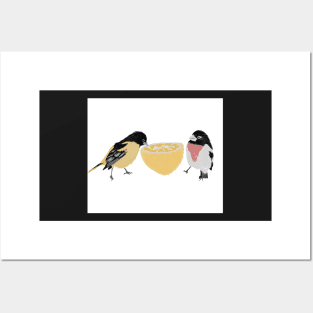 Two Birds Eating an Orange Posters and Art